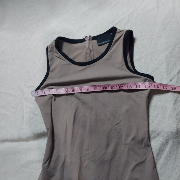 Cynthia Rowley sheath dress XS sleeveless taupe black colorblock stretch nylon - Picture 5 of 9